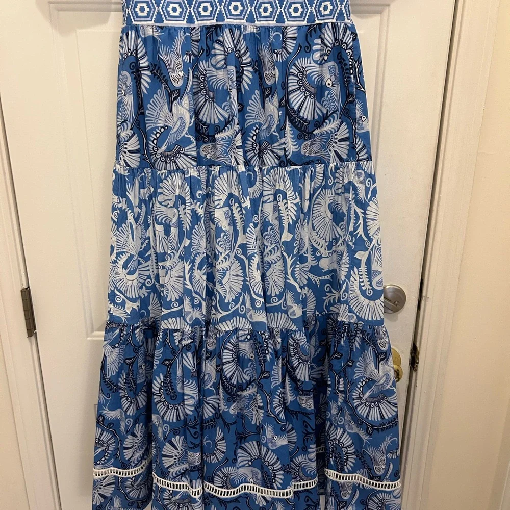 CK Bradley Annabelle Dress Size L Blue Floral Maxi Dress - Picture 6 of 10